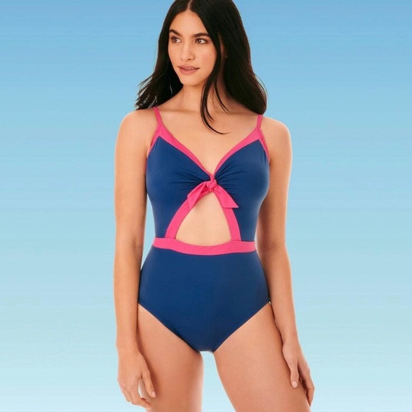 Beach Betty Other - Beach Betty Slimming Tie-Front Cut Out Swimsuit L